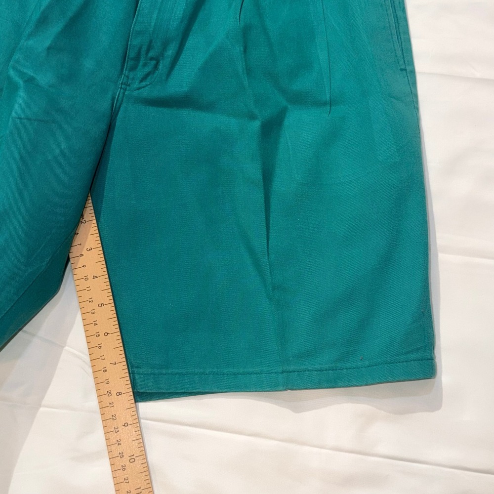 Duck Head Pleated Shorts Mens 33 Teal Green Vintage 100% Cotton Chino Preppy - Picture 6 of 9